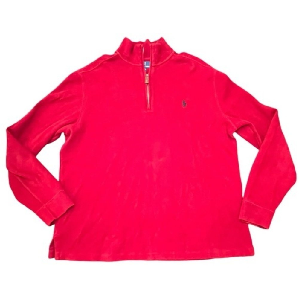 Polo Ralph Lauren 1/4 Zip Pullover Sweater Medium Red Men’s Long Sleeve Pony